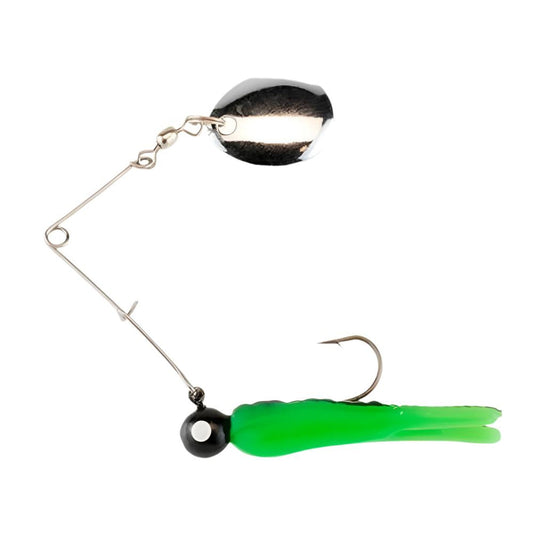Johnson Beetle Spin Jig, 1", 1/32oz, Green, Nickel Blade, 4/Pack