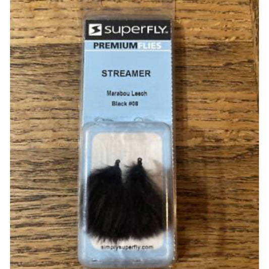 Superfly Premium Black Marabou Leech #8