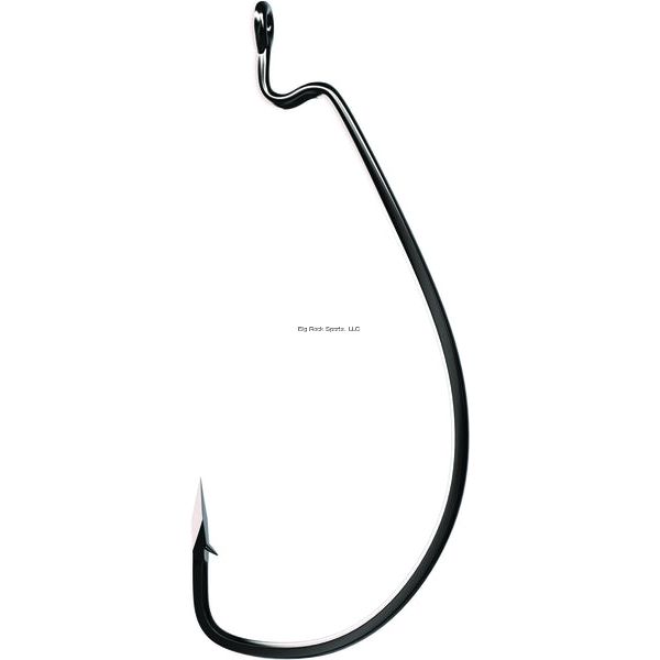 Eagle Claw Trokar Worm Hook Size 1/0 Forged Z Bend Non-Offset Ringed Eye Black Chrome 7Pk
