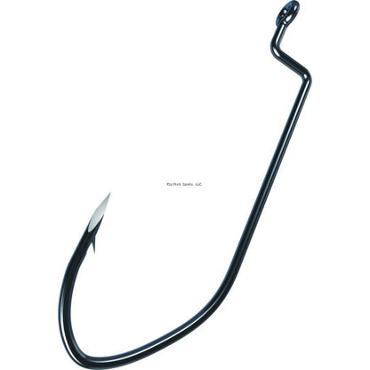 Eagle Claw Trokar Big Nasty Offset Worm Hook, Forged, Ringed Eye, Black Chrome Size 5/0